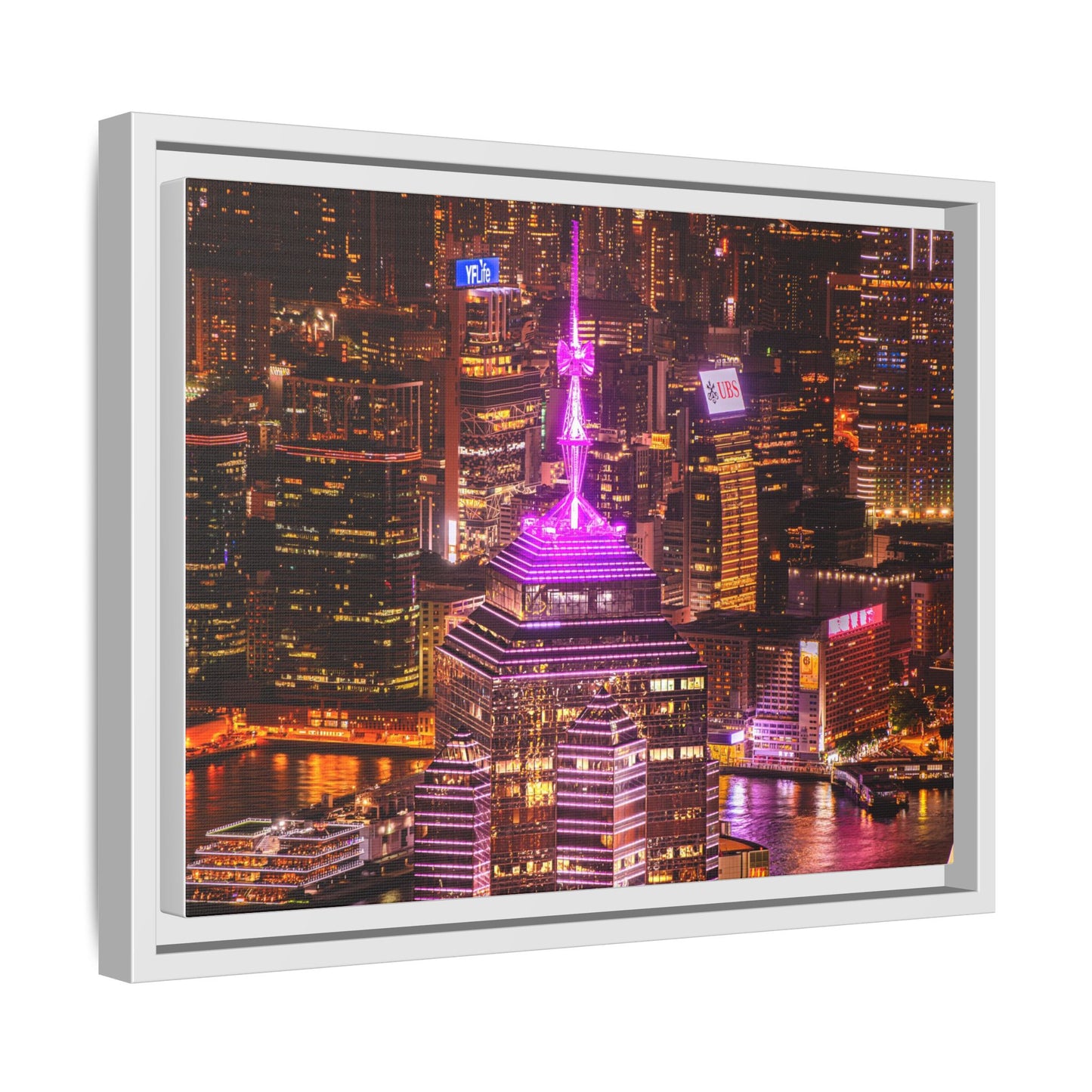 Central Plaza Building in Hong Kong, Victoria Harbor in Background